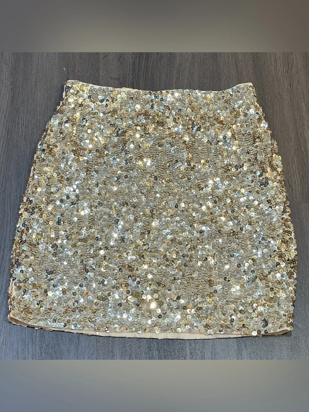Gold Sequin Mini Skirt Festival Resort Vacation Beach Club Party Glam M - Picture 4 of 9